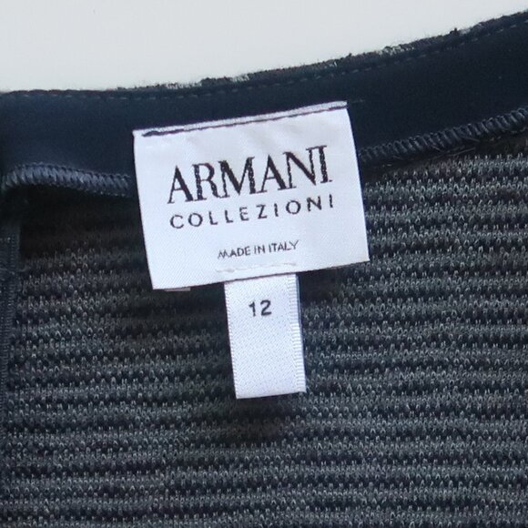 Armani Collezioni  Navy Blue & Grey Textured Stretchy Jacquard Shift Dress Italy - Picture 8 of 16